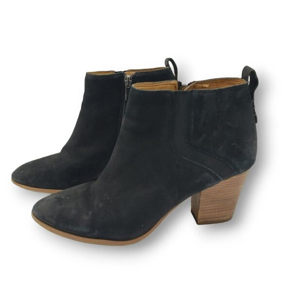 Franco Sarto Atlas Suede Ankle Zip Bootie Womens 10 Black - Picture 5 of 9